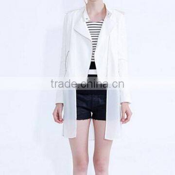 Newest Design Chiffon Contrast for Women Summer Cotton Coat Bottom ,long Sleeve Summer Coat