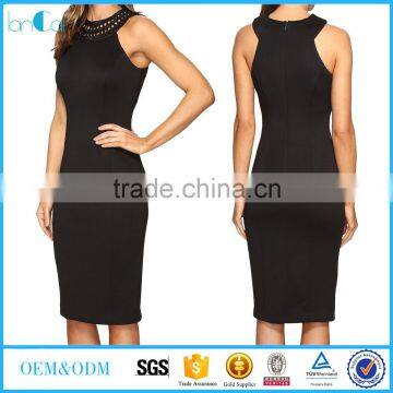 new summer women clothing style for beautiful office dress with round lace neck