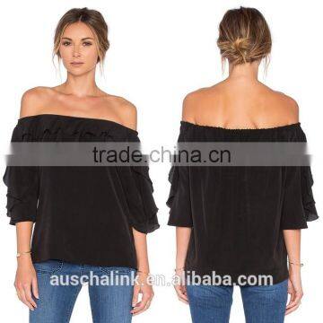 Summer Women Black off Shoulder Design Blouse 2016 photo-4