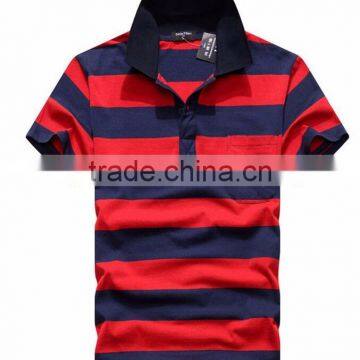 Short Sleeve Cotton Slim Striped Men Polo Shirt photo-3