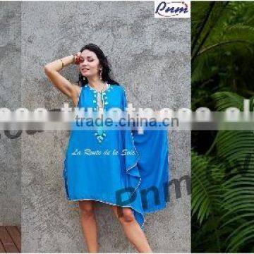 Glass Bead and Zircon Embellished Beach Kaftan. photo-4