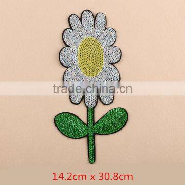 Wild Chrysanthemum Flower Reversible Sequin Designs Embroidery Patch for Garment photo-3