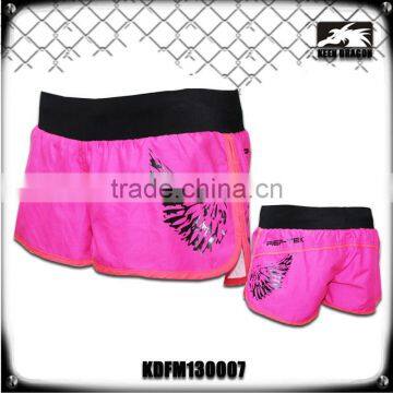 Lady's fashion short 100% polyester custom printed mma shorts for women
