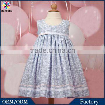 Children Cotton Long Frock Designs New Fashion Polka Dots Printed Flower Girls Summer Party Dresses