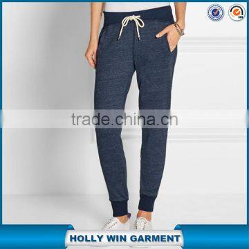 Women causal 100% cotton blue stretch-jersey track pants