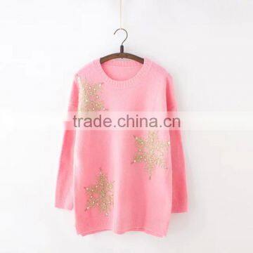 Simple Design Acrylic Long Sleeve White Women Christmas Sweater Wholesaler photo-3
