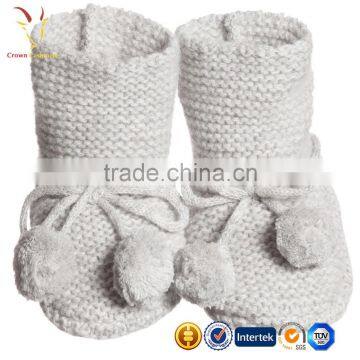 Knitted Baby Cashmere Booties, Baby Cashmere Shoes with Pom Pom