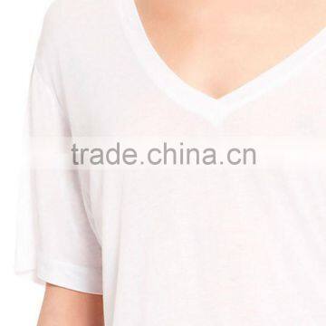 Custom Deep Wide Neck Blank T-shirt for Lady photo-3