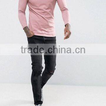 China Apparel Wholesale 2017 Fashion Men Raglan Long Sleeve Solid Color Fit T Shirts photo-3