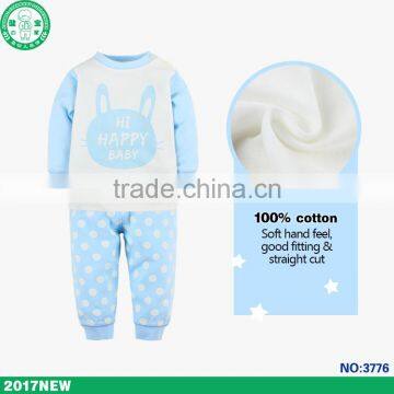 2017 new arrival long sleeve good quality blue outfit kid clothes children clothing