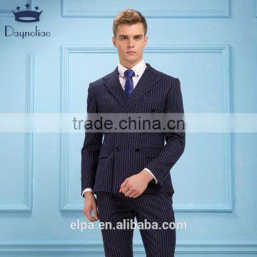 Daynoliao 2016 Latest Men Dress Business Suits Blue Vertical Stripe 3 Pieces Design Men Suits for Wedding photo-5