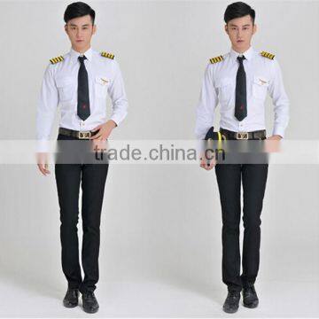 Juqian Custom Good Quality Long Sleeve Pilot Shirt,Man Airline Uniform,White Mens Airline Pilot Unform Shirts photo-3