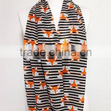 Fox Pattern Chiffon Infinity Scarf, Circle Scarf, Loop Scarf, Scarves, Shawls, Spring Fall Winter Summer Fashion Gift Ideas for photo-2
