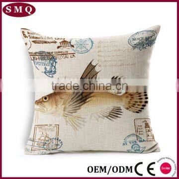 Wholesale Printing Custom Fish Natural Linen Cushion Cover photo-6