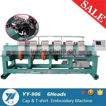 YINGYING 6heads Cap and T-shirt computer mixed embroidery machine