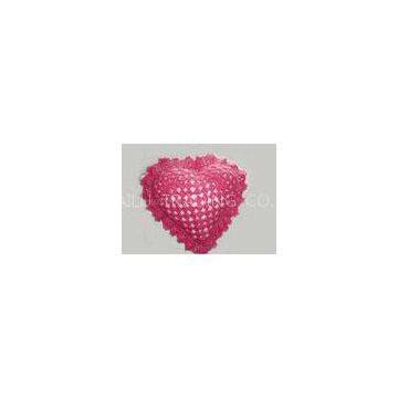 Heart Shape Pink Crochet Seat Cushion Comfortable With Scallop Edge