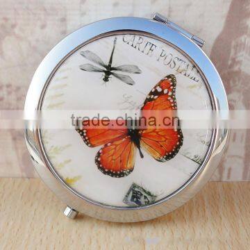 Butterfly Compact Cosmetic Makeup Round Handbag Purse Pocket Mirror photo-4