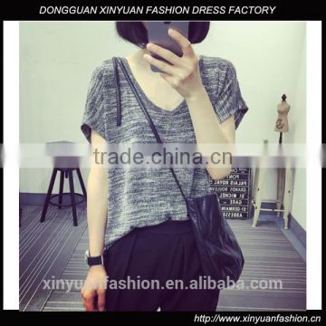 Loose knitted t shirt wholesale china v neck women t shirt