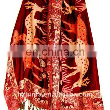 fashional newest popular warm cozy soft ladies jacquard shawl