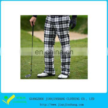 Black White Check Polyester Printed Pattern Golf Long Pants For Man