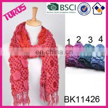 VINTAGE TEXTURED BOUNCY WRAP YARN WINTER BUBBLE RUFFLE SCARF