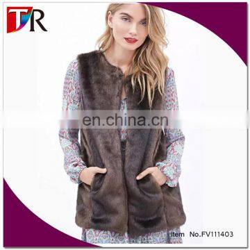 custom lady winter fashion faux animal fur vest waistcoat