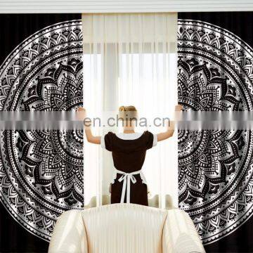 Indian Beautiful Black Ombre Mandala Curtain set Cotton Boho Drapes Window Decor Curtain Set