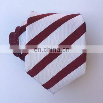 100% silk tie White And Red Stripe Design