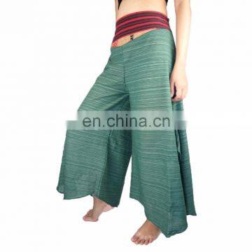 NAPAT Gypsy Woven Waist And Plain TC Cotton Curved Flare Leg Pants photo-3