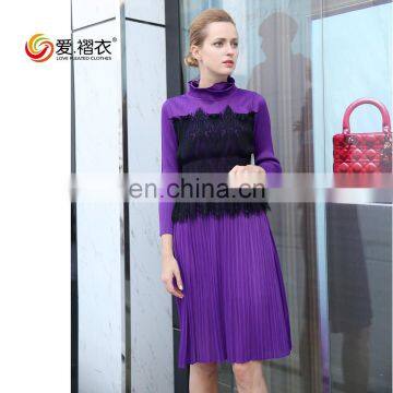 2017 Elegant Women Clothes Fake Two Pieces Bandage Dress With Lace Design photo-2