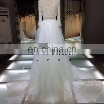 1A041 Top Quality Beautiful Long Sleeve With Lace Heavy Beaded White Bridal Dress photo-2