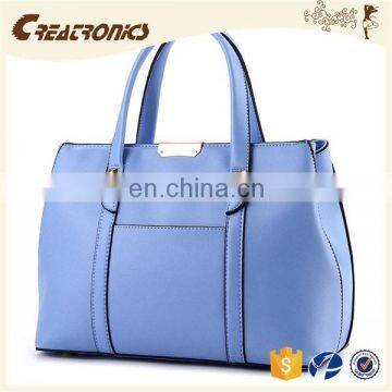 CR Sample available fashion pu leather material large-capacity portable long handle zipper blue colors high quality shoulder bag