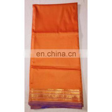 Women's Designer Wedding Wear Orange Border Handmade Kanjeevaram Banarasi Silk Bridal Saree Party Wear Dress