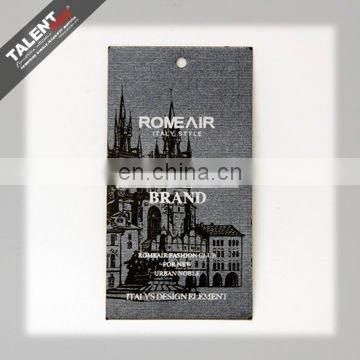 custom private design men's classic garment paper hang tag