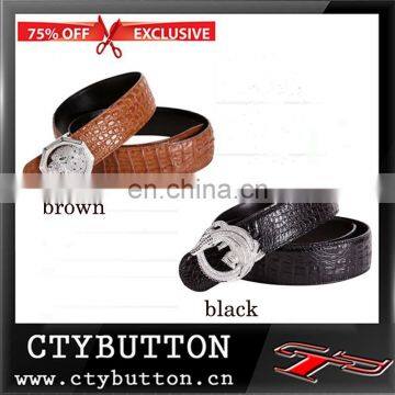 CTY001 black or brown genuine crocodile leather belts for fashion men