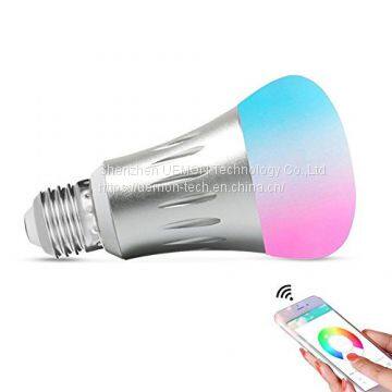 Voice controlled smart wifi RGB Color changing LED bulb light compatible with Alexa