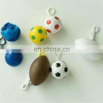 PE DISPOSABLE PONCHO IN BALL WITH KEYCHAIN