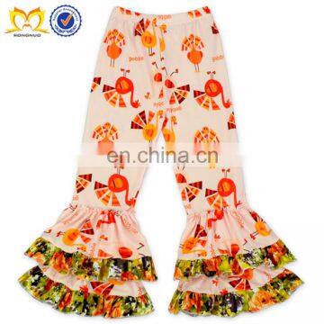 Thanksgiving Turkey Dressy Children Girl Winter Ruffle Clothes Wholesale Kids Girl Set photo-3