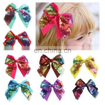 Kids Girls Sequin Hairclips Baby Barrettes Bowknot Hair Ornaments 9colors