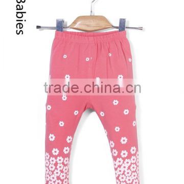 Fashion clothing 2016 kids flower printed cotton fabric pink leggings