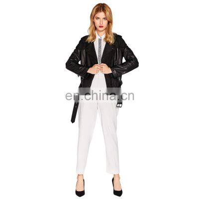 Women Lambskin Blazar Coat Genuine Leather Motorcycle Biker Jacket photo-5