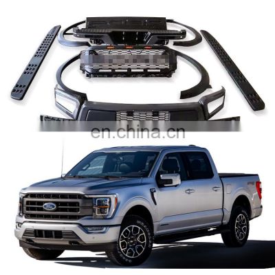 Dongsui New Arrival Facelift Steel Front Bumper Side Step Body Kit for Ford F150 2021