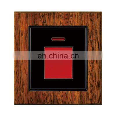 Type 86 UK/EU Standard 45A High Power Wall Push Button Switch Thick Solid Wood Panel Socket And Switch Electrical With LED Light
