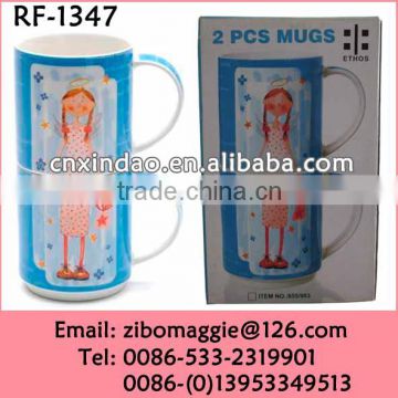 Professional Hot Sale Zibo Made Porcelain Stackable Mug for Kids Soup Mug with Handle