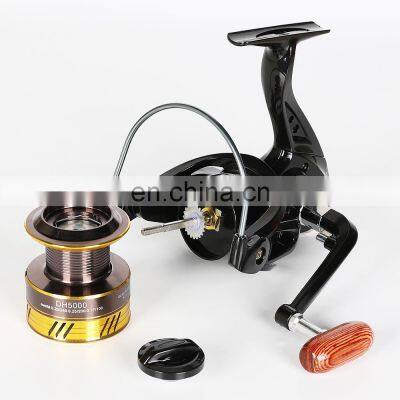 1000-7000 Fishing Reel All Metal Spool Spinning Reel 10KG Max Drag Wood Handle Spool Saltwater Fishing Accessories