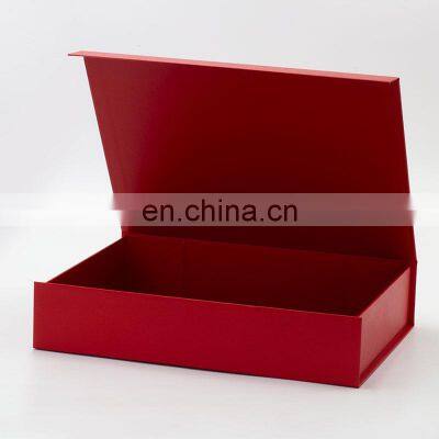 Foldable Red Custom Logo Printing a4 Shallow Magnetic Gift Packaging Box With Ribbon photo-3