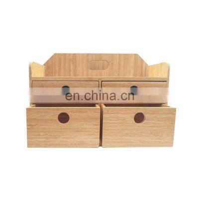 Wholesale Eco-friendly Natural Bamboo Storage Boxes Custom Logo Table Organizer Box With 4 Drawers photo-2