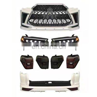 Car body kit for 4runner 4X4 2010-2020 year turning to lexus LX TRD body kit include led headlights front and rear bumpers