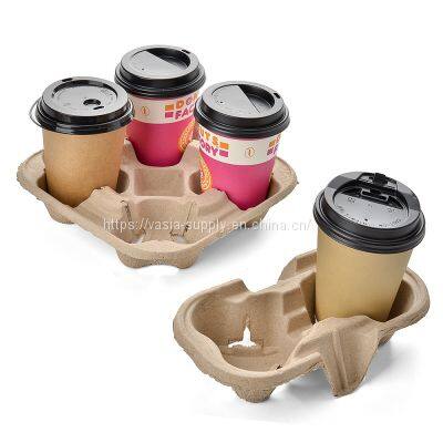 Disposable Biodegradable Reusable Eco-Friendly Take Out Four Cup Drink Carrier
