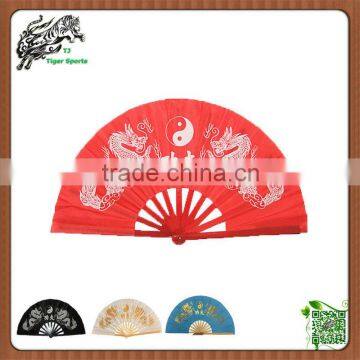 Chinese Traditional Martial Arts Kung Fu Tai chi Bamboo Hand Fan with double dragon
